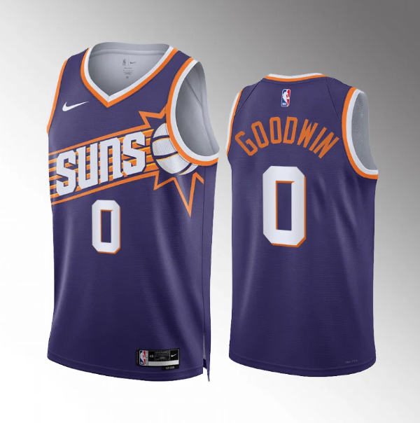 Men's Phoenix Suns #0 Jordan Goodwin Purple Icon Edition Stitched Basketball Jersey Men's Phoenix Suns #0 Jordan Goodwin Purple Icon Edition Stitched Basketball Jersey