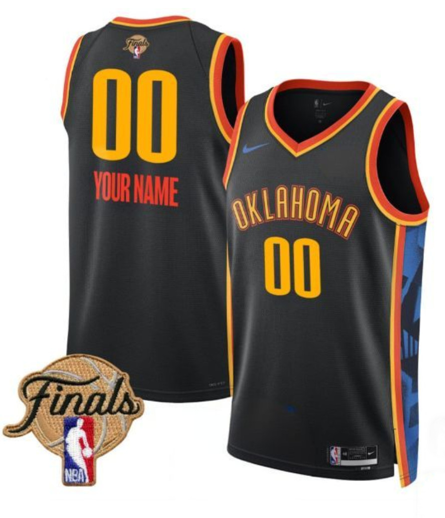 Men's Oklahoma City Thunder Active Player Custom Black 2024/25 City Edition Stitched Basketball Jersey Men's Oklahoma City Thunder Active Player Custom Black 2024/25 City Edition Stitched Basketball Jersey