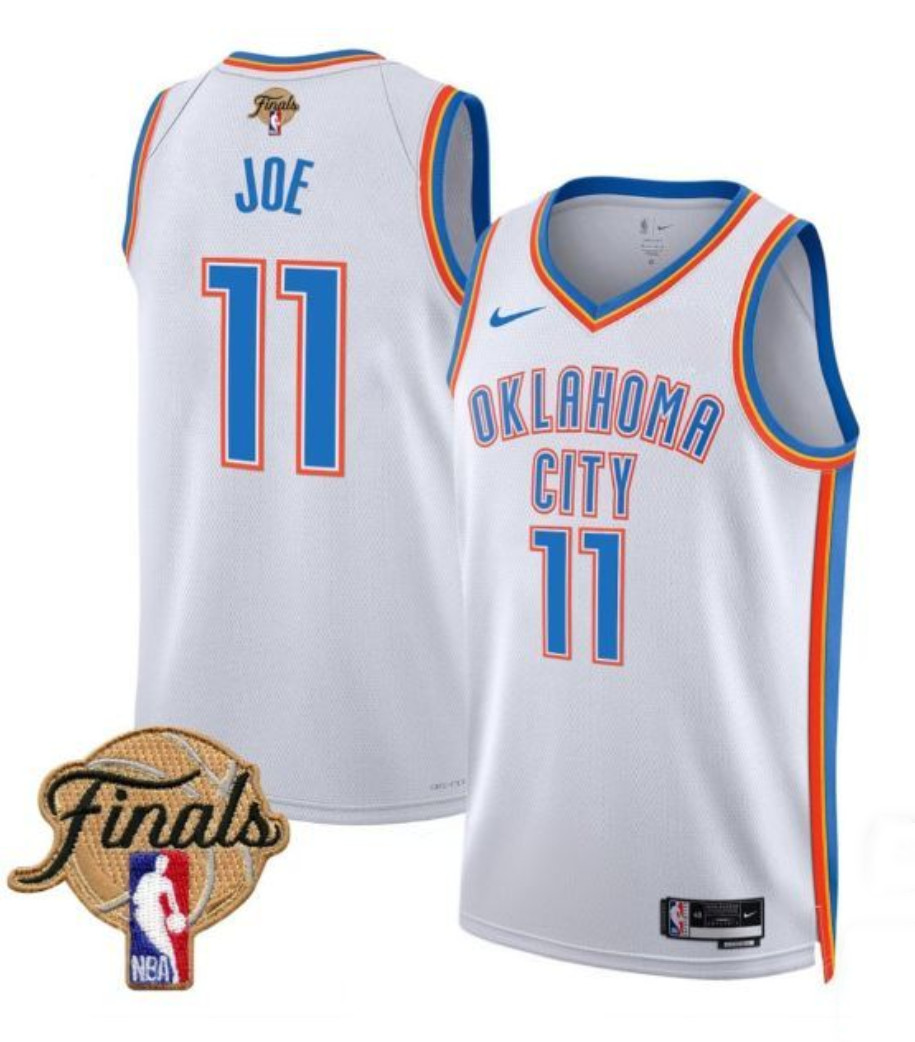 Men's Oklahoma City Thunder #11 Isaiah Joe White 2025 Association Edition Stitched Basketball Jersey Men's Oklahoma City Thunder #11 Isaiah Joe White 2025 Association Edition Stitched Basketball Jersey