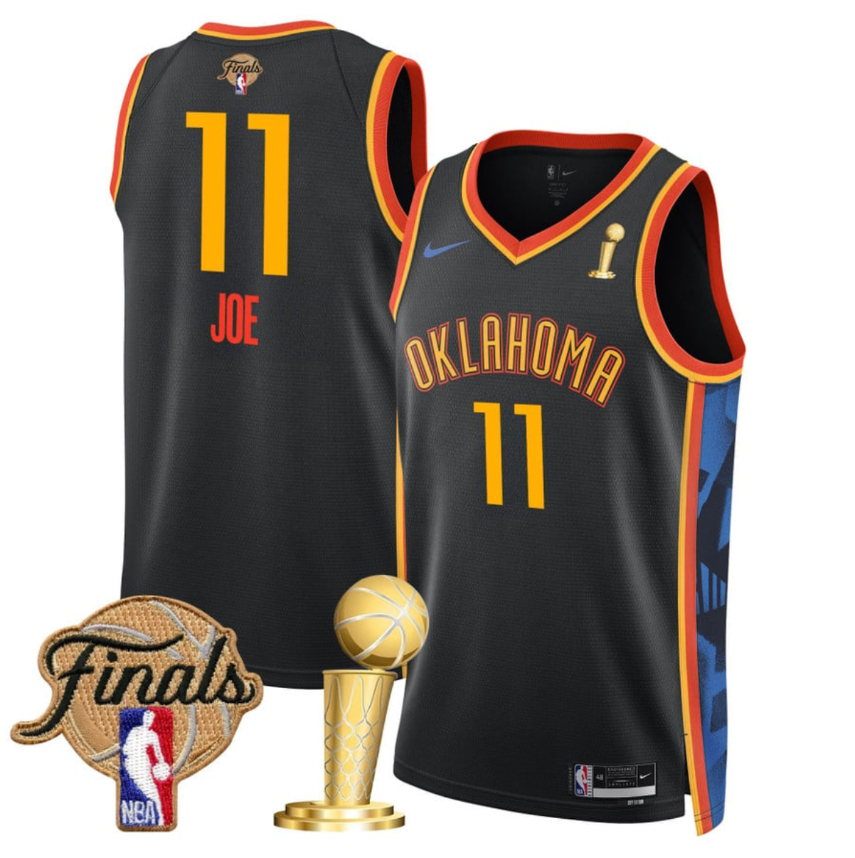 Men's Oklahoma City Thunder #11 Isaiah Joe Black 2025 Finals Champions City Edition Stitched Basketball Jersey Men's Oklahoma City Thunder #11 Isaiah Joe Black 2025 Finals Champions City Edition Stitched Basketball Jersey