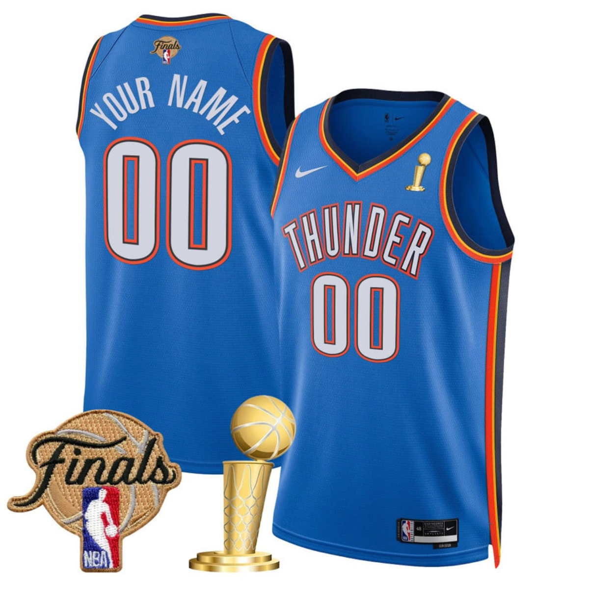 Men's Oklahoma City Thunder Active Player Custom Blue 2025 Finals Champions Icon Edition Stitched Basketball Jersey Men's Oklahoma City Thunder Active Player Custom Blue 2025 Finals Champions Icon Edition Stitched Basketball Jersey