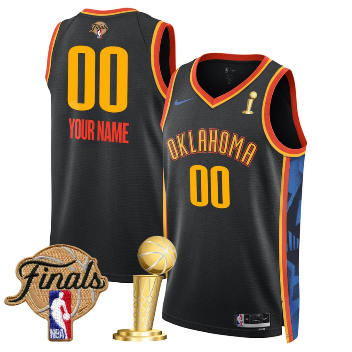 Men's Oklahoma City Thunder Active Player Custom Black 2025 Finals Champions City Edition Stitched Basketball Jersey Men's Oklahoma City Thunder Active Player Custom Black 2025 Finals Champions City Edition Stitched Basketball Jersey