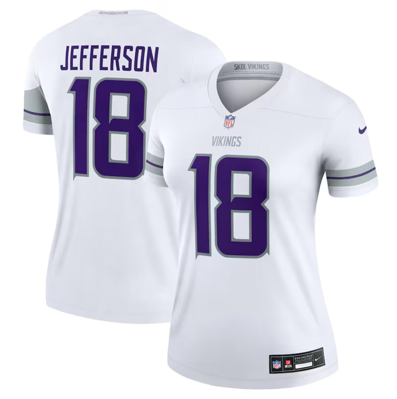 Women's Minnesota Vikings #18 Justin Jefferson White Winter Warrior Limited Stitched Jersey(Run Small) Women's Minnesota Vikings #18 Justin Jefferson White Winter Warrior Limited Stitched Jersey(Run Small)