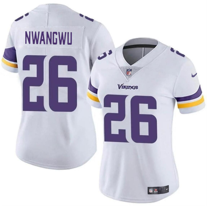 Women's Minnesota Vikings #26 Kene Nwangwu White Vapor Untouchable Limited Stitched Jersey(Run Small) Women's Minnesota Vikings #26 Kene Nwangwu White Vapor Untouchable Limited Stitched Jersey(Run Small)