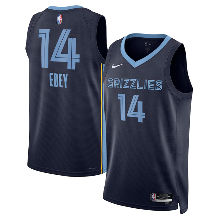 Men's Memphis Grizzlies #14 Zach Edey Navy Icon Edition Stitched Jersey Men's Memphis Grizzlies #14 Zach Edey Navy Icon Edition Stitched Jersey
