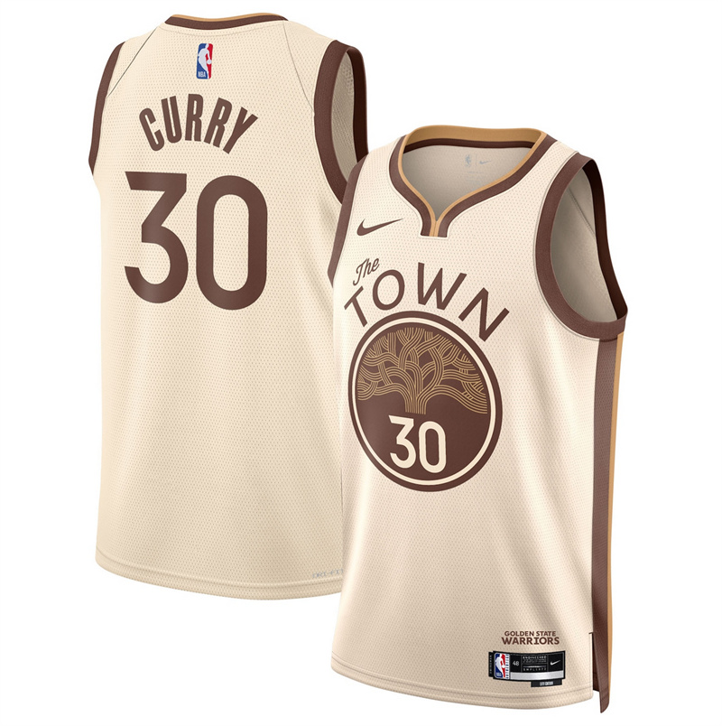 Men's Golden State Warriors #30 Stephen Curry Tan 2025/26 City Edition Stitched Basketball Jersey