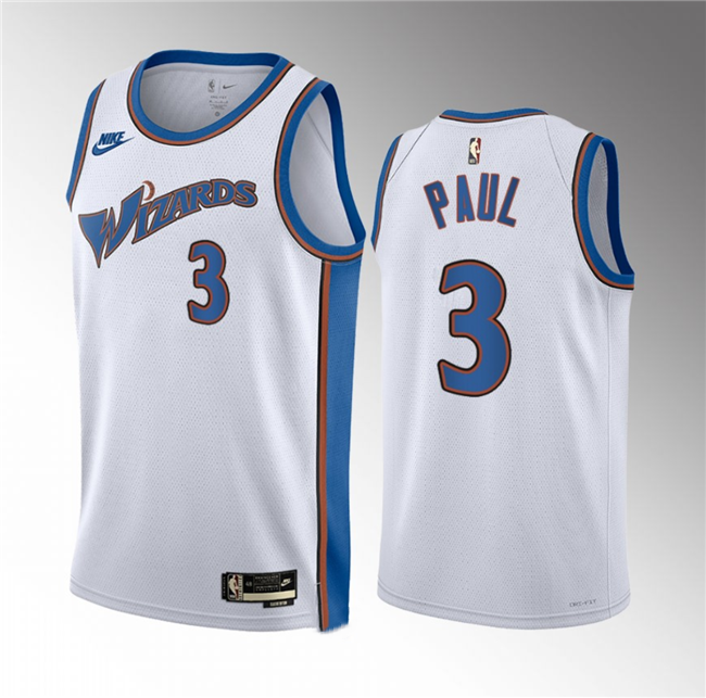 Men's Washington Wizards #3 Chris Paul White Classic Edition Stitched Jersey Men's Washington Wizards #3 Chris Paul White Classic Edition Stitched Jersey