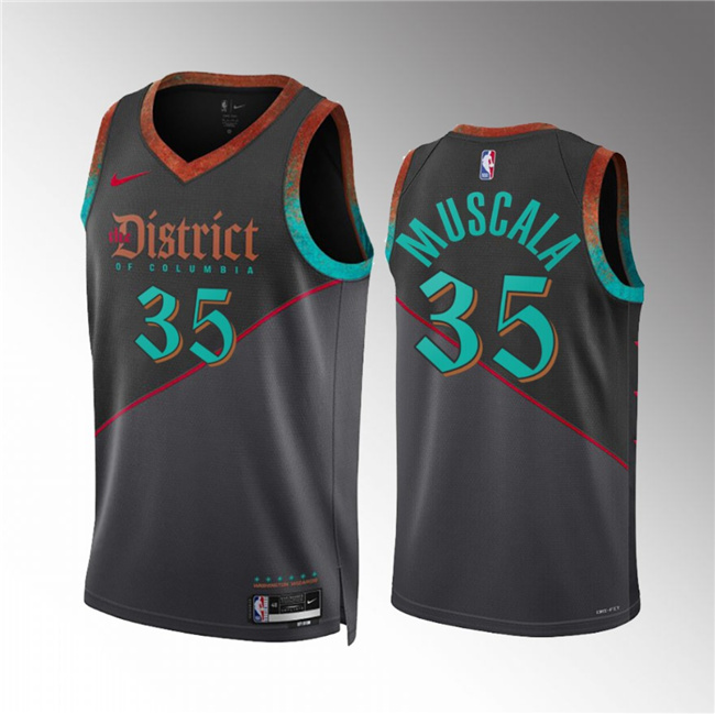 Men's Washington Wizards #35 Mike Muscala Black 2023/24 City Edition Stitched Basketball Jersey Men's Washington Wizards #35 Mike Muscala Black 2023/24 City Edition Stitched Basketball Jersey