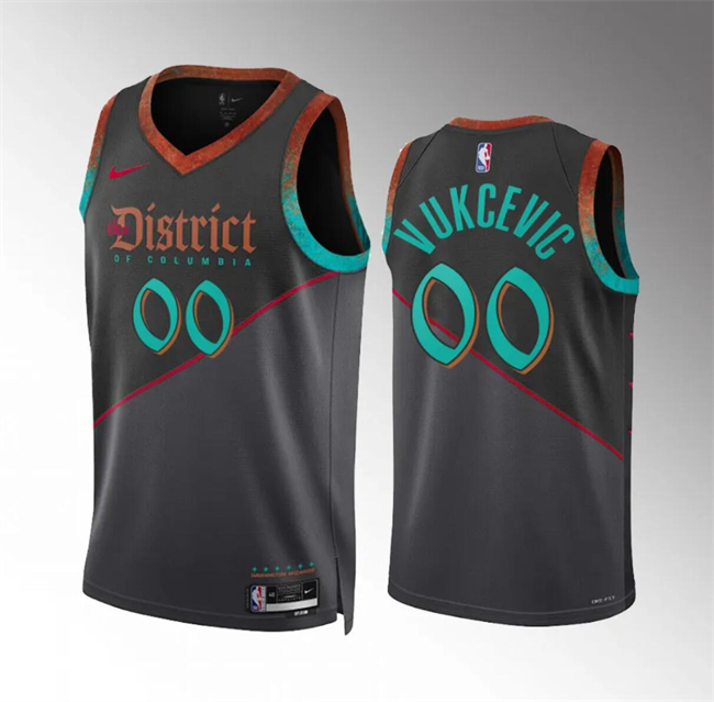 Men's Washington Wizards #00 Tristan Vukcevic Black 2023/24 City Edition Stitched Basketball Jersey Men's Washington Wizards #00 Tristan Vukcevic Black 2023/24 City Edition Stitched Basketball Jersey