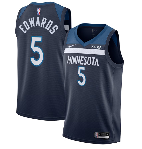 Men's Minnesota Timberwolves #5 Anthony Edwards Navy Icon Edition Stitched Jersey Men's Minnesota Timberwolves #5 Anthony Edwards Navy Icon Edition Stitched Jersey