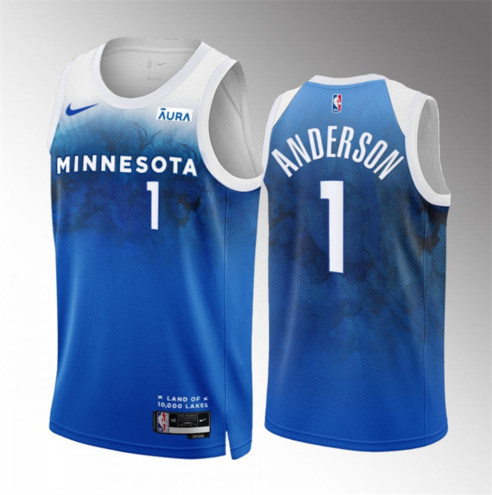 Men's Minnesota Timberwolves #1 Kyle Anderson Blue 2023/24 City Edition Stitched Jersey Men's Minnesota Timberwolves #1 Kyle Anderson Blue 2023/24 City Edition Stitched Jersey