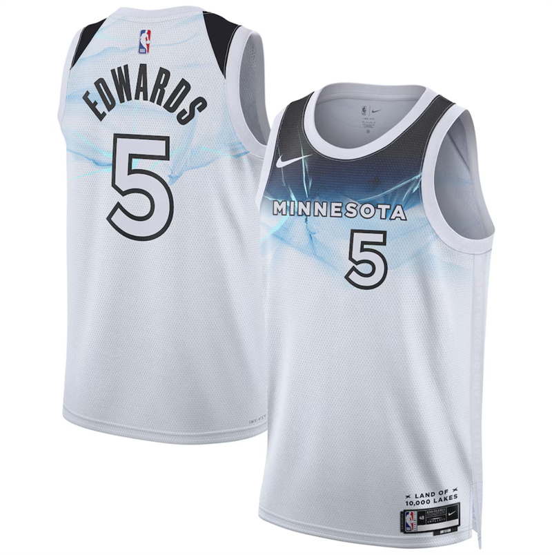 Men's Minnesota Timberwolves #5 Anthony Edwards White 2024/25 City Edition Stitched Jersey Men's Minnesota Timberwolves #5 Anthony Edwards White 2024/25 City Edition Stitched Jersey