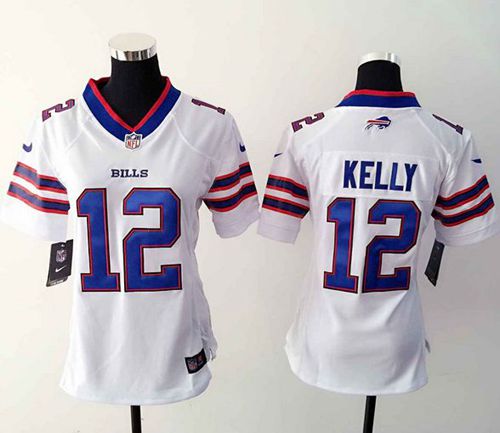 Nike Bills #12 Jim Kelly White Women's Stitched NFL Elite Jersey Nike Bills #12 Jim Kelly White Women's Stitched NFL Elite Jersey