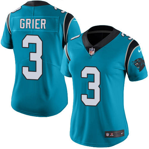 Nike Panthers #3 Will Grier Blue Women's Stitched NFL Limited Rush Jersey Nike Panthers #3 Will Grier Blue Women's Stitched NFL Limited Rush Jersey