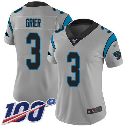 Nike Panthers #3 Will Grier Silver Women's Stitched NFL Limited Inverted Legend 100th Season Jersey Nike Panthers #3 Will Grier Silver Women's Stitched NFL Limited Inverted Legend 100th Season Jersey