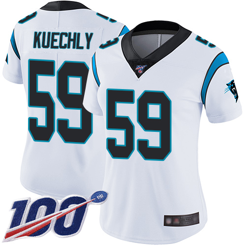 Nike Panthers #59 Luke Kuechly White Women's Stitched NFL 100th Season Vapor Limited Jersey Nike Panthers #59 Luke Kuechly White Women's Stitched NFL 100th Season Vapor Limited Jersey