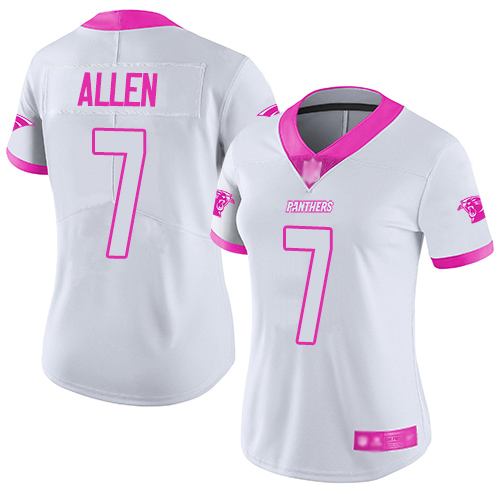 Nike Panthers #7 Kyle Allen White/Pink Women's Stitched NFL Limited Rush Fashion Jersey Nike Panthers #7 Kyle Allen White/Pink Women's Stitched NFL Limited Rush Fashion Jersey