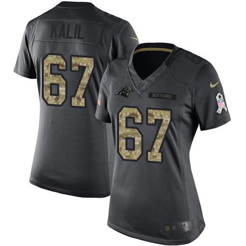 Nike Panthers #67 Ryan Kalil Black Women's Stitched NFL Limited 2016 Salute to Service Jersey Nike Panthers #67 Ryan Kalil Black Women's Stitched NFL Limited 2016 Salute to Service Jersey