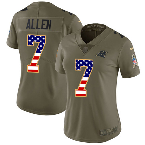 Nike Panthers #7 Kyle Allen Olive/USA Flag Women's Stitched NFL Limited 2017 Salute to Service Jersey Nike Panthers #7 Kyle Allen Olive/USA Flag Women's Stitched NFL Limited 2017 Salute to Service Jersey