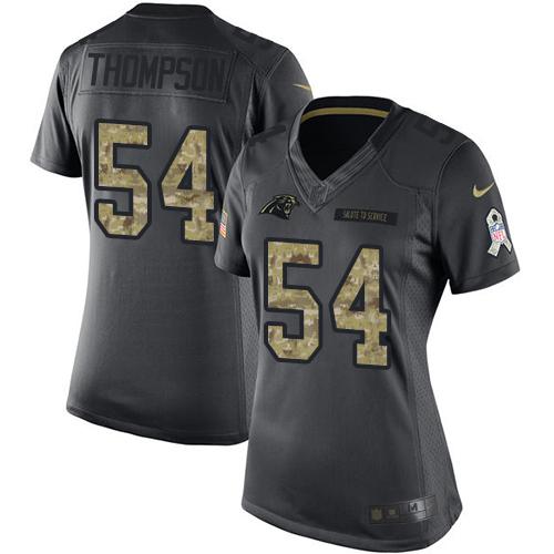 Nike Panthers #54 Shaq Thompson Black Women's Stitched NFL Limited 2016 Salute to Service Jersey Nike Panthers #54 Shaq Thompson Black Women's Stitched NFL Limited 2016 Salute to Service Jersey