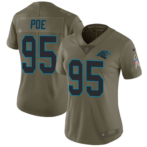 Nike Panthers #95 Dontari Poe Olive Women's Stitched NFL Limited 2017 Salute to Service Jersey Nike Panthers #95 Dontari Poe Olive Women's Stitched NFL Limited 2017 Salute to Service Jersey