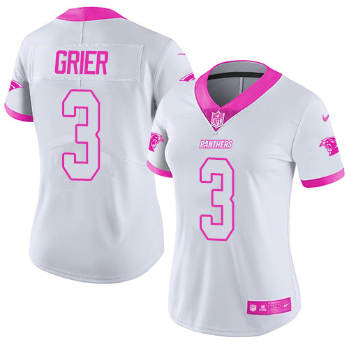 Nike Panthers #3 Will Grier White/Pink Women's Stitched NFL Limited Rush Fashion Jersey Nike Panthers #3 Will Grier White/Pink Women's Stitched NFL Limited Rush Fashion Jersey