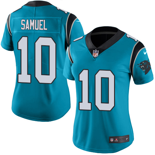 Nike Panthers #10 Curtis Samuel Blue Women's Stitched NFL Limited Rush Jersey Nike Panthers #10 Curtis Samuel Blue Women's Stitched NFL Limited Rush Jersey