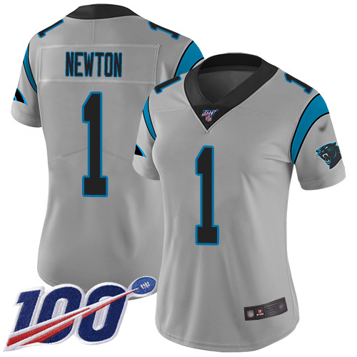 Nike Panthers #1 Cam Newton Silver Women's Stitched NFL Limited Inverted Legend 100th Season Jersey Nike Panthers #1 Cam Newton Silver Women's Stitched NFL Limited Inverted Legend 100th Season Jersey