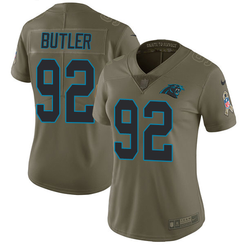 Nike Panthers #92 Vernon Butler Olive Women's Stitched NFL Limited 2017 Salute to Service Jersey Nike Panthers #92 Vernon Butler Olive Women's Stitched NFL Limited 2017 Salute to Service Jersey
