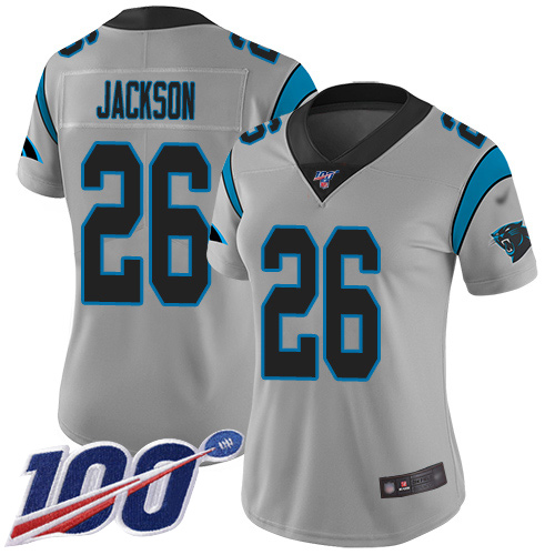 Nike Panthers #26 Donte Jackson Silver Women's Stitched NFL Limited Inverted Legend 100th Season Jersey Nike Panthers #26 Donte Jackson Silver Women's Stitched NFL Limited Inverted Legend 100th Season Jersey