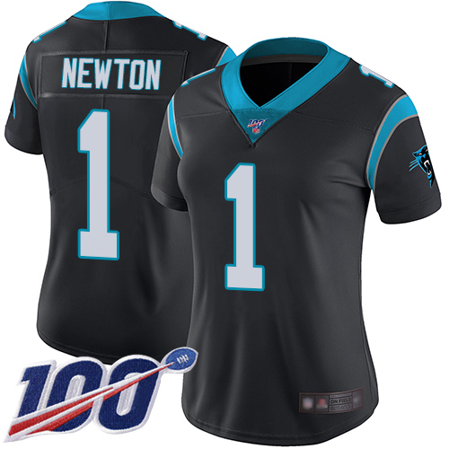 Nike Panthers #1 Cam Newton Black Team Color Women's Stitched NFL 100th Season Vapor Limited Jersey Nike Panthers #1 Cam Newton Black Team Color Women's Stitched NFL 100th Season Vapor Limited Jersey