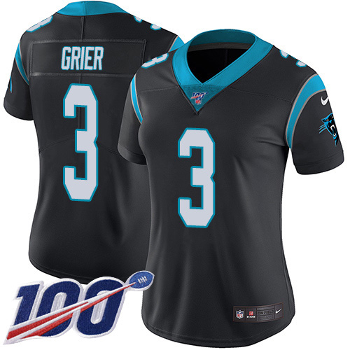 Nike Panthers #3 Will Grier Black Team Color Women's Stitched NFL 100th Season Vapor Untouchable Limited Jersey Nike Panthers #3 Will Grier Black Team Color Women's Stitched NFL 100th Season Vapor Untouchable Limited Jersey