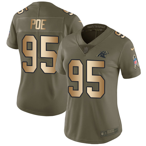 Nike Panthers #95 Dontari Poe Olive/Gold Women's Stitched NFL Limited 2017 Salute to Service Jersey Nike Panthers #95 Dontari Poe Olive/Gold Women's Stitched NFL Limited 2017 Salute to Service Jersey
