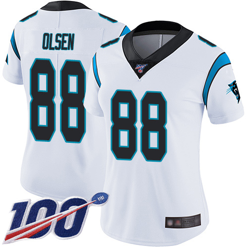 Nike Panthers #88 Greg Olsen White Women's Stitched NFL 100th Season Vapor Limited Jersey Nike Panthers #88 Greg Olsen White Women's Stitched NFL 100th Season Vapor Limited Jersey