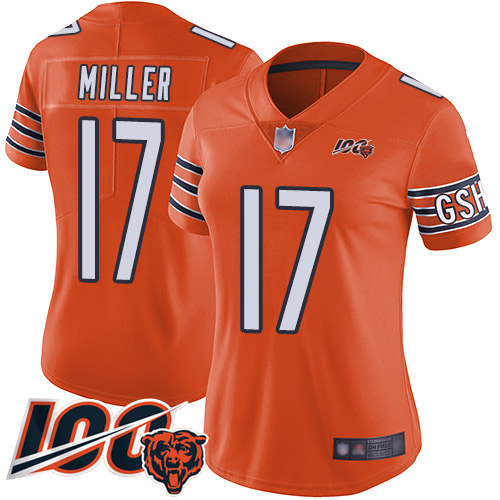 Nike Bears #17 Anthony Miller Orange Women's Stitched NFL Limited Rush 100th Season Jersey Nike Bears #17 Anthony Miller Orange Women's Stitched NFL Limited Rush 100th Season Jersey