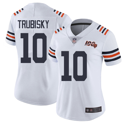 Nike Bears #10 Mitchell Trubisky White Alternate Women's Stitched NFL Vapor Untouchable Limited 100th Season Jersey Nike Bears #10 Mitchell Trubisky White Alternate Women's Stitched NFL Vapor Untouchable Limited 100th Season Jersey
