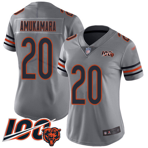 Nike Bears #20 Prince Amukamara Silver Women's Stitched NFL Limited Inverted Legend 100th Season Jersey Nike Bears #20 Prince Amukamara Silver Women's Stitched NFL Limited Inverted Legend 100th Season Jersey