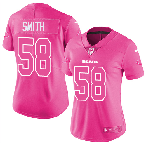 Nike Bears #58 Roquan Smith Pink Women's Stitched NFL Limited Rush Fashion Jersey Nike Bears #58 Roquan Smith Pink Women's Stitched NFL Limited Rush Fashion Jersey