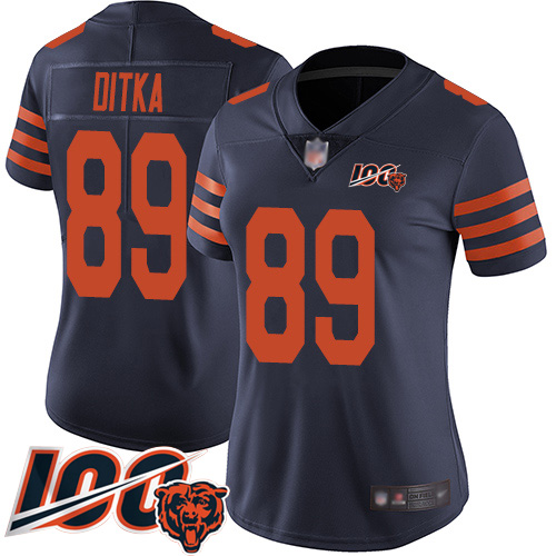 Nike Bears #89 Mike Ditka Navy Blue Alternate Women's Stitched NFL 100th Season Vapor Limited Jersey Nike Bears #89 Mike Ditka Navy Blue Alternate Women's Stitched NFL 100th Season Vapor Limited Jersey