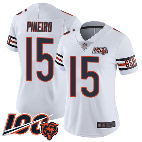 Nike Bears #15 Eddy Pineiro White Women's Stitched NFL 100th Season Vapor Limited Jersey Nike Bears #15 Eddy Pineiro White Women's Stitched NFL 100th Season Vapor Limited Jersey