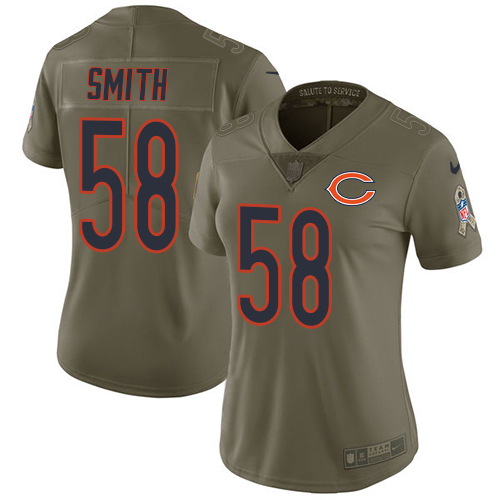 Nike Bears #58 Roquan Smith Olive Women's Stitched NFL Limited 2017 Salute to Service Jersey Nike Bears #58 Roquan Smith Olive Women's Stitched NFL Limited 2017 Salute to Service Jersey