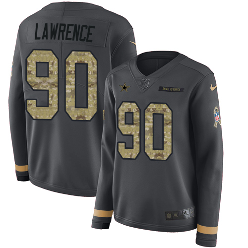 Nike Cowboys #90 Demarcus Lawrence Anthracite Salute to Service Women's Stitched NFL Limited Therma Long Sleeve Jersey Nike Cowboys #90 Demarcus Lawrence Anthracite Salute to Service Women's Stitched NFL Limited Therma Long Sleeve Jersey