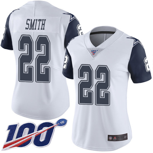 Nike Cowboys #22 Emmitt Smith White Women's Stitched NFL Limited Rush 100th Season Jersey Nike Cowboys #22 Emmitt Smith White Women's Stitched NFL Limited Rush 100th Season Jersey