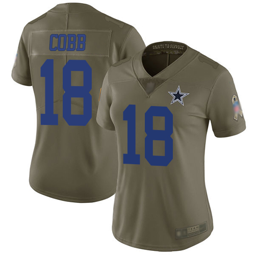 Nike Cowboys #18 Randall Cobb Olive Women's Stitched NFL Limited 2017 Salute to Service Jersey Nike Cowboys #18 Randall Cobb Olive Women's Stitched NFL Limited 2017 Salute to Service Jersey