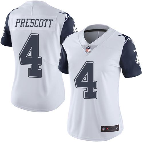 Nike Cowboys #4 Dak Prescott White Women's Stitched NFL Limited Rush Jersey Nike Cowboys #4 Dak Prescott White Women's Stitched NFL Limited Rush Jersey