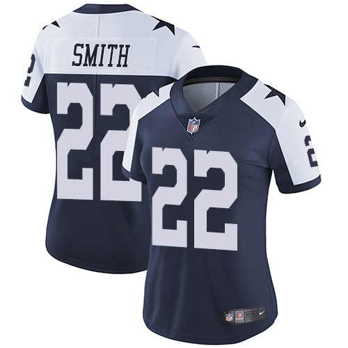 Nike Cowboys #22 Emmitt Smith Navy Blue Thanksgiving Women's Stitched NFL Vapor Untouchable Limited Throwback Jersey Nike Cowboys #22 Emmitt Smith Navy Blue Thanksgiving Women's Stitched NFL Vapor Untouchable Limited Throwback Jersey
