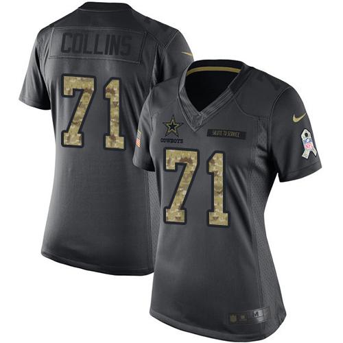 Nike Cowboys #71 La'el Collins Black Women's Stitched NFL Limited 2016 Salute to Service Jersey Nike Cowboys #71 La'el Collins Black Women's Stitched NFL Limited 2016 Salute to Service Jersey