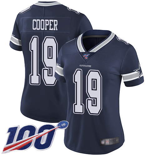 Nike Cowboys #19 Amari Cooper Navy Blue Team Color Women's Stitched NFL 100th Season Vapor Limited Jersey Nike Cowboys #19 Amari Cooper Navy Blue Team Color Women's Stitched NFL 100th Season Vapor Limited Jersey
