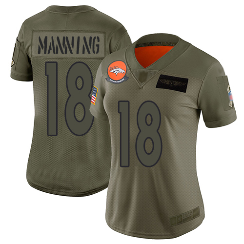 Nike Broncos #18 Peyton Manning Camo Women's Stitched NFL Limited 2019 Salute to Service Jersey Nike Broncos #18 Peyton Manning Camo Women's Stitched NFL Limited 2019 Salute to Service Jersey