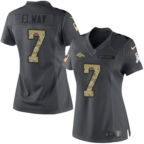 Nike Broncos #7 John Elway Black Women's Stitched NFL Limited 2016 Salute to Service Jersey Nike Broncos #7 John Elway Black Women's Stitched NFL Limited 2016 Salute to Service Jersey